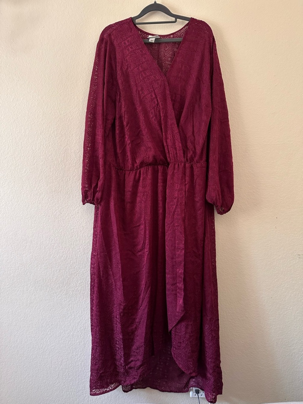 Ava & Viv Burgundy Lace Wrap Dress
